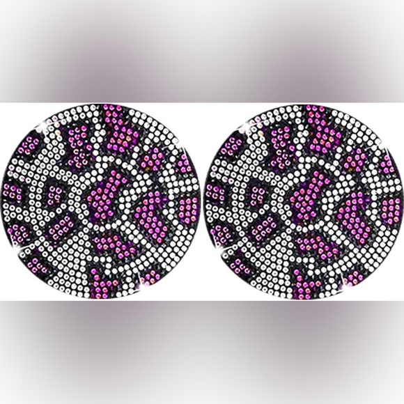 4pc bling leopard print car coasters - Picture 2 of 7